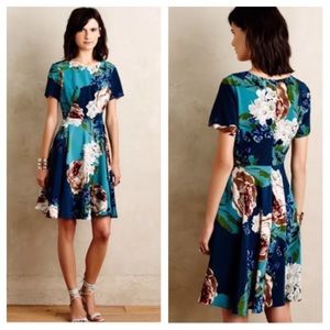 Anthropologie blue floral dress